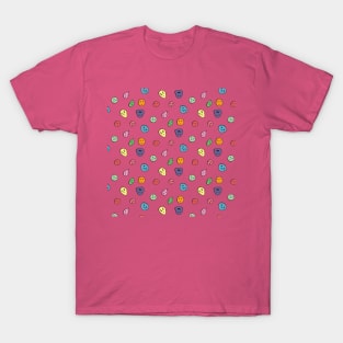 Colorful Smiley faces Pattern T-Shirt